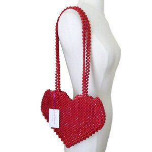 ISAAC MIZRAHI Beaded Heart shoulder bag NWT